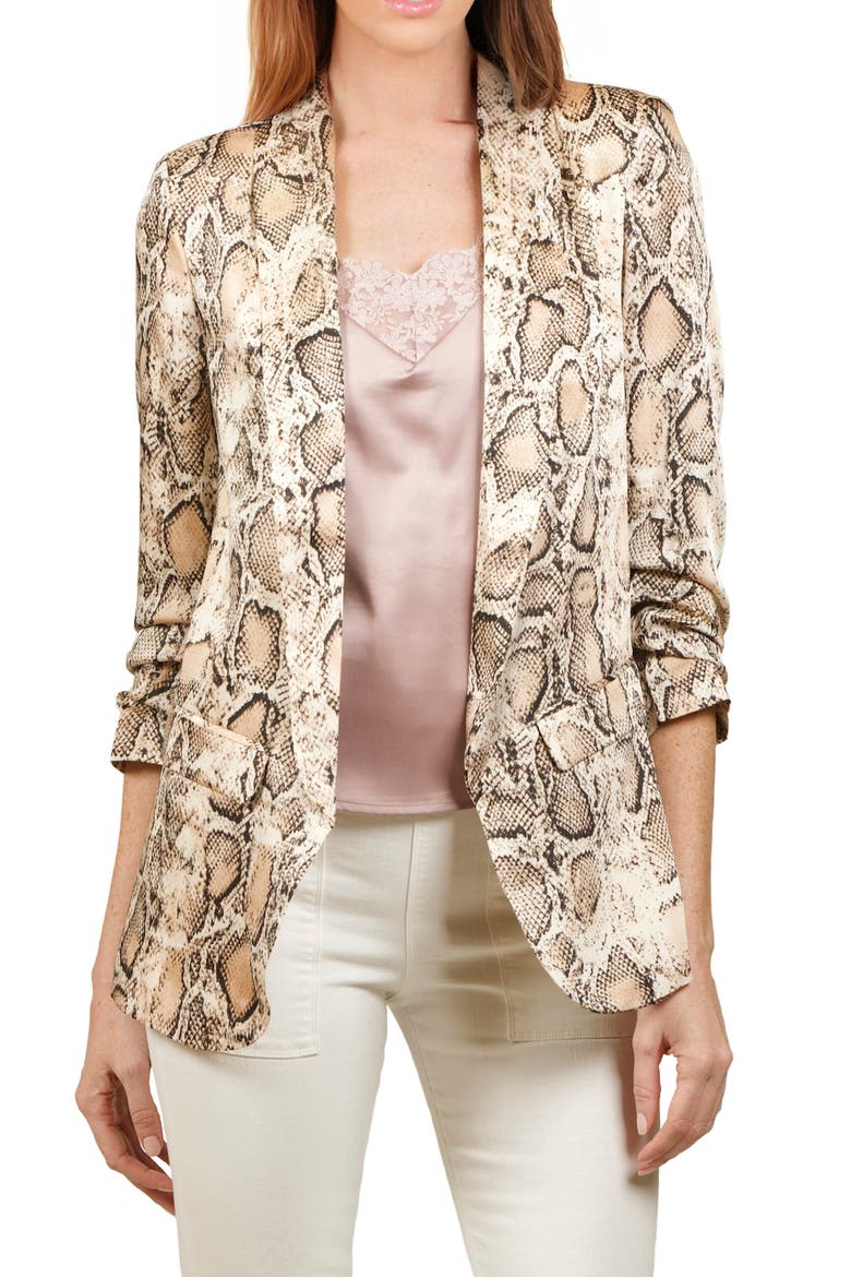 Nina Snake Print Blazer, Main, color, TAUPE