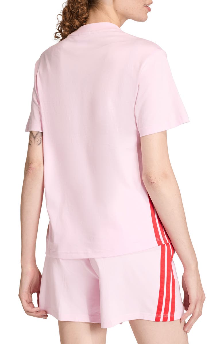 adidas 3-Stripes Cotton T-Shirt, Alternate, color, Clear Pink/ Pure Ruby
