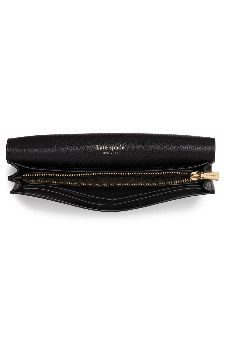 Kate Spade New York deco large pebbled leather flat wallet, Alternate, color, Black