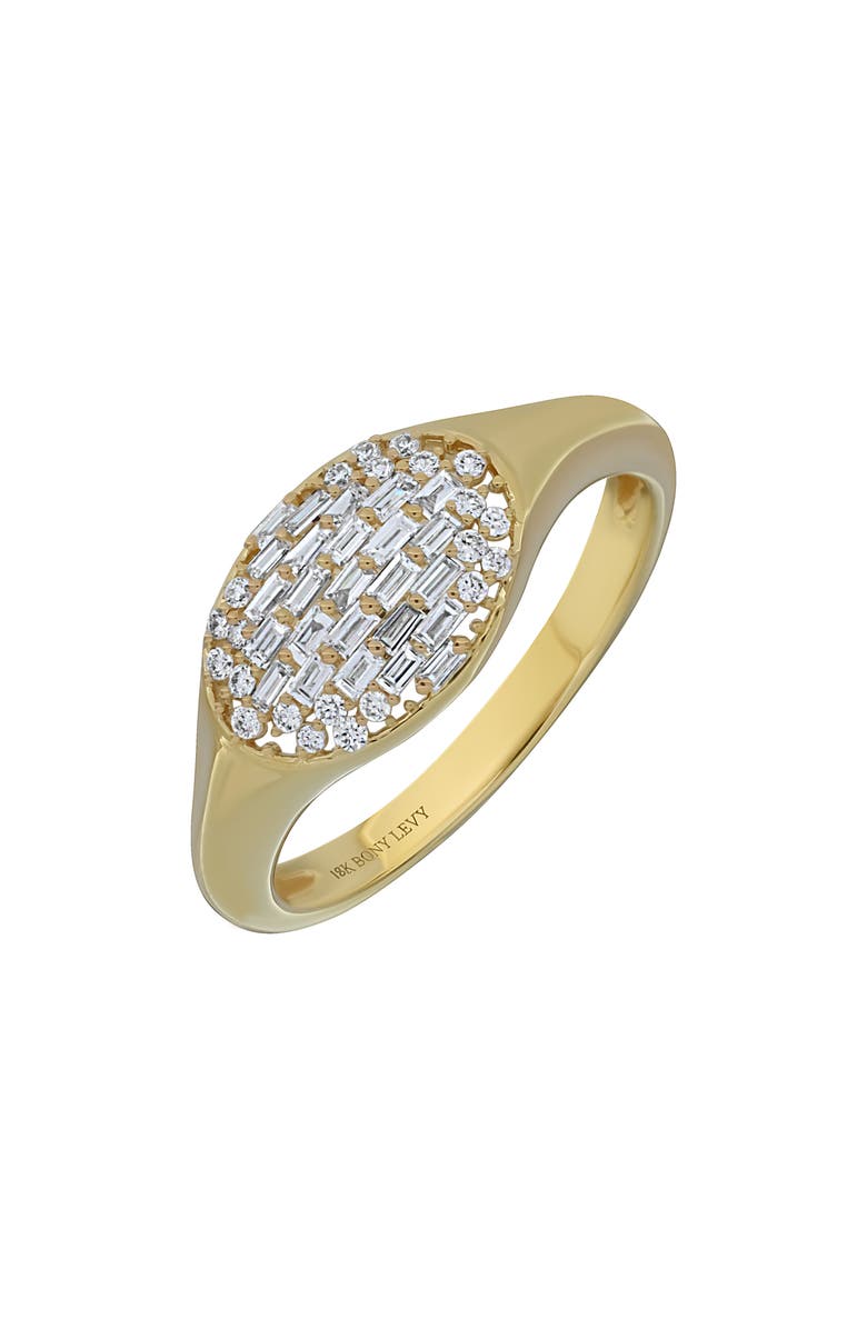 Bony Levy Mika Oval Diamond Cluster Signet Ring, Main, color, 18K Yellow Gold