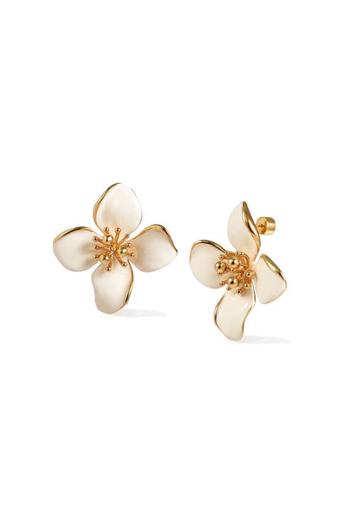 Large Iris Blossom Stud Earrings