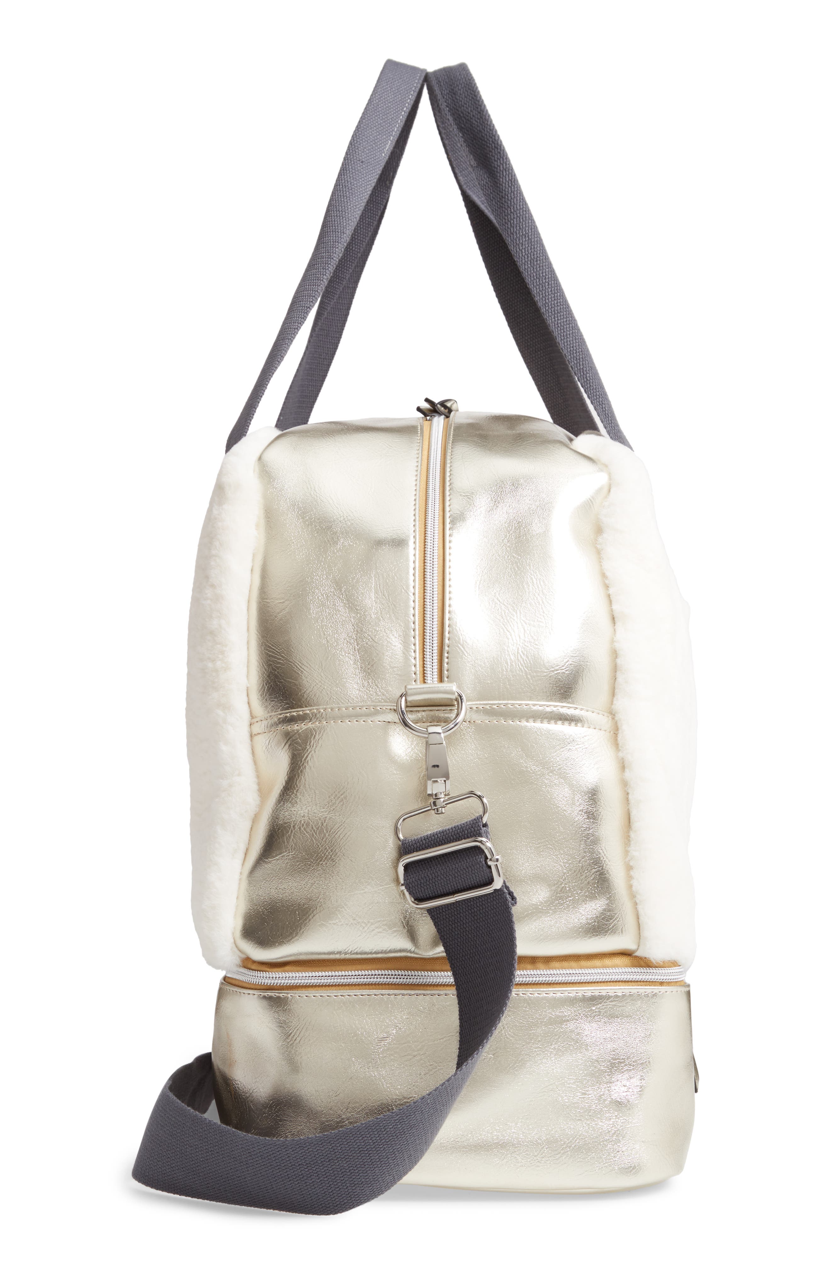 Violet Ray New York Faux Fur Weekend Bag & Pouch, Alternate, color, 