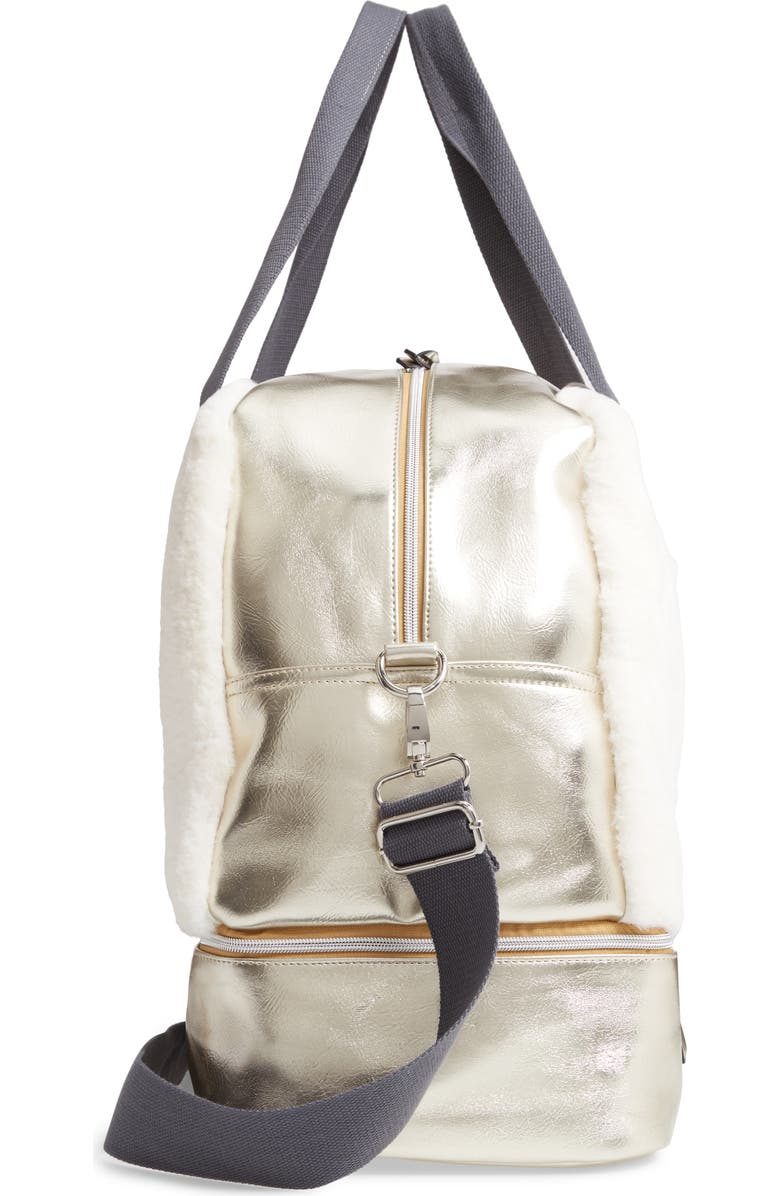 Violet Ray New York Faux Fur Weekend Bag & Pouch, Alternate, color,