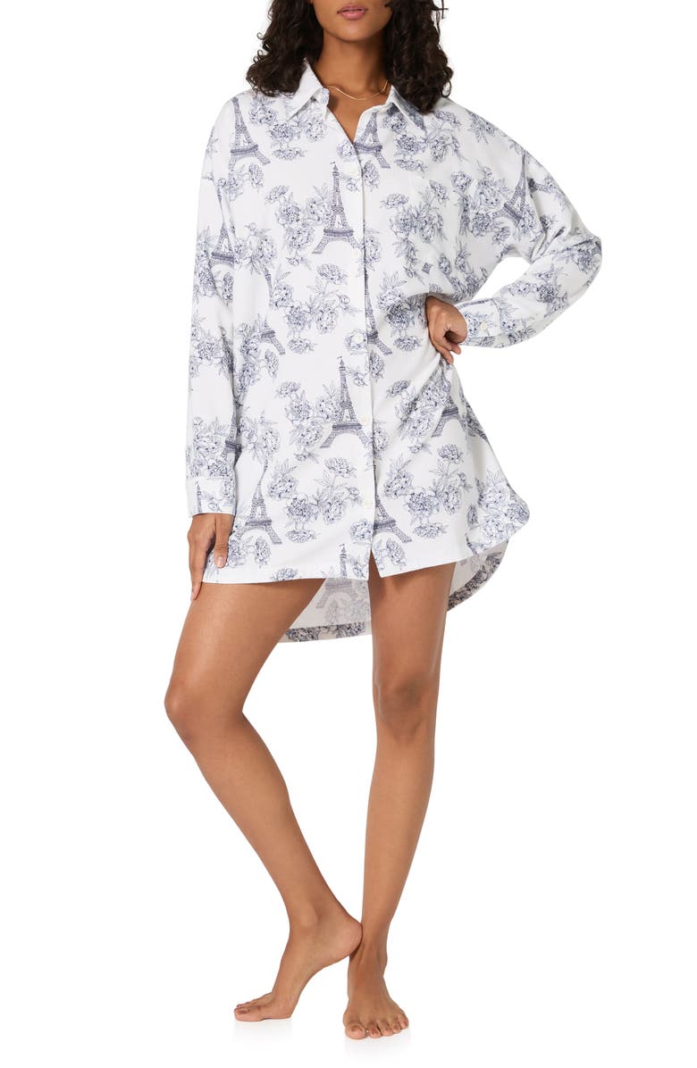 BedHead Pajamas Print Organic Cotton Flannel Sleep Shirt, Alternate, color, 