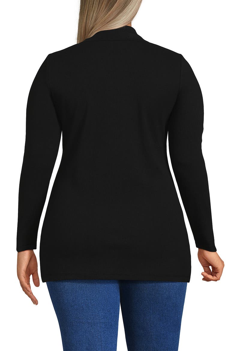 Long Sleeve Polished Rib Button Through Tunic Shirt, Alternate, color, Black