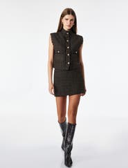 Koton Funnel Neck Tweed Vest with Button and Pocket
