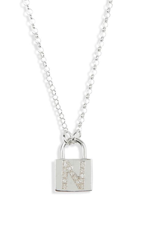 Diamond Padlock Initial Pendant Necklace - 0.12ct.