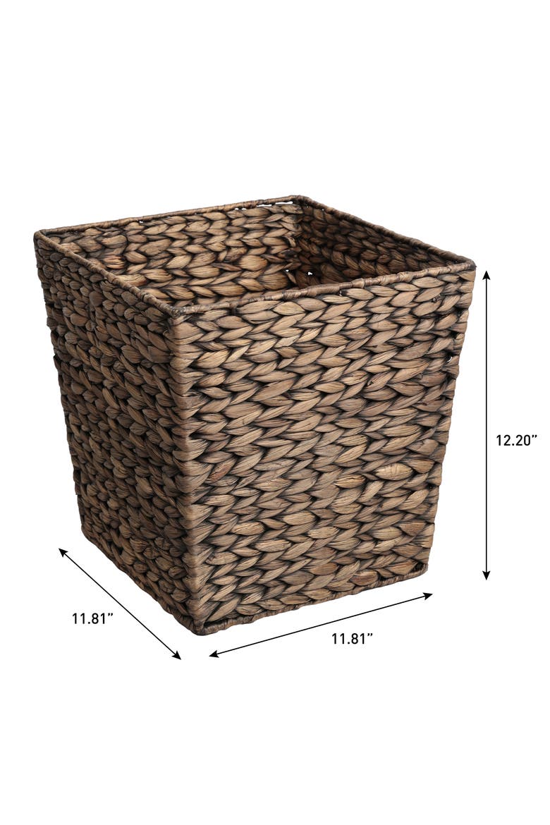 Handwoven Water Hyacinth 4.8-Gallon Tapered Square Wicker Watebasket, Alternate, color, Brown