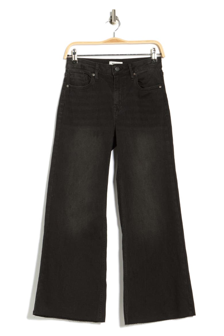 Retro Raw Hem Ankle Palazzo Jeans, Alternate, color, WASHED BLACK
