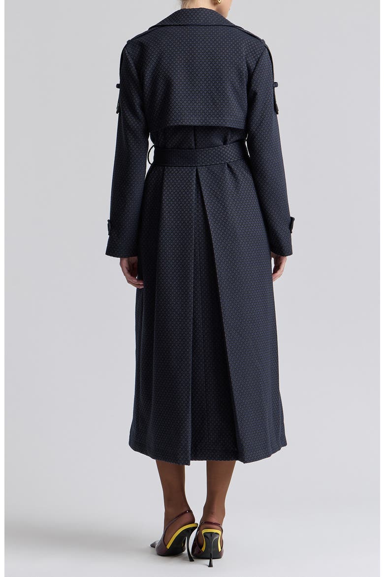 Relaxed Double Breasted Jacquard Trench Coat, Alternate, color, NAVY JACQUARD