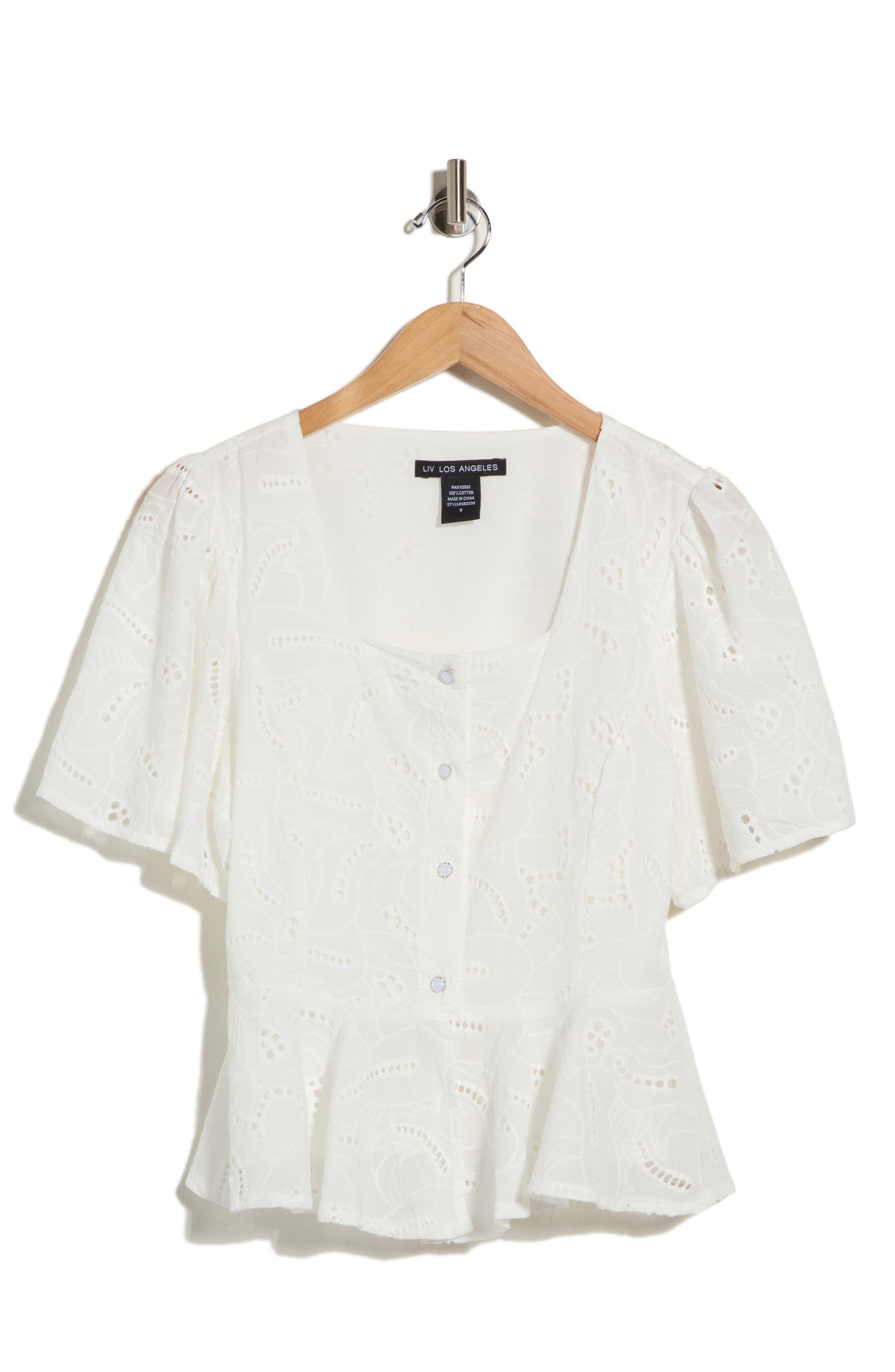 Square Neck Eyelet Top
