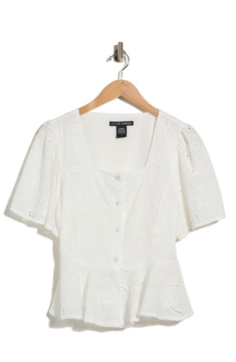 Square Neck Eyelet Top