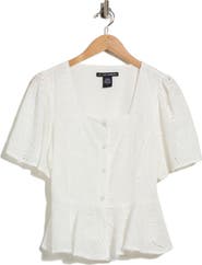 Forgotten Grace Square Neck Eyelet Top