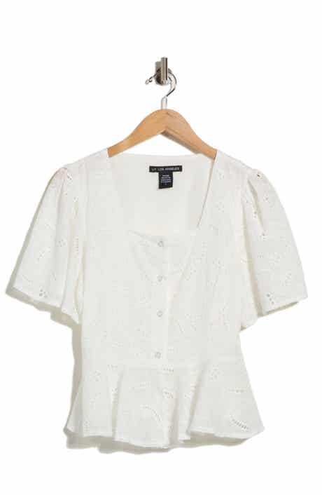 Square Neck Eyelet Top