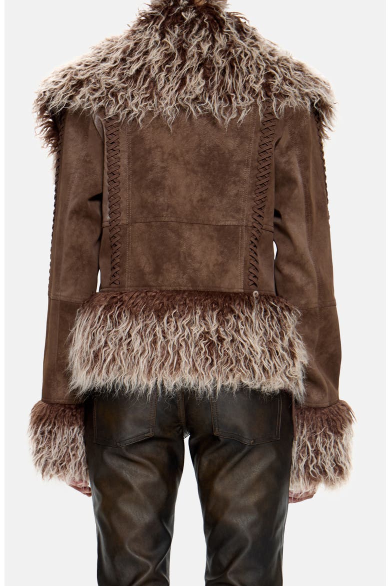Leonie Brown Faux Fur Trim Coat, Alternate, color, BROWN