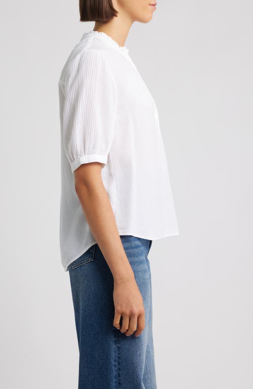 Cloth & Stone Puff Sleeve Half Placket Top In White