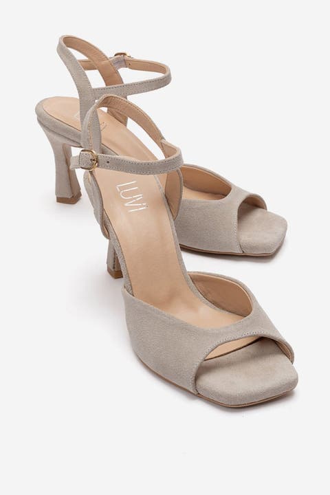 Elvia Leather Stiletto Ankle Strap Sandal