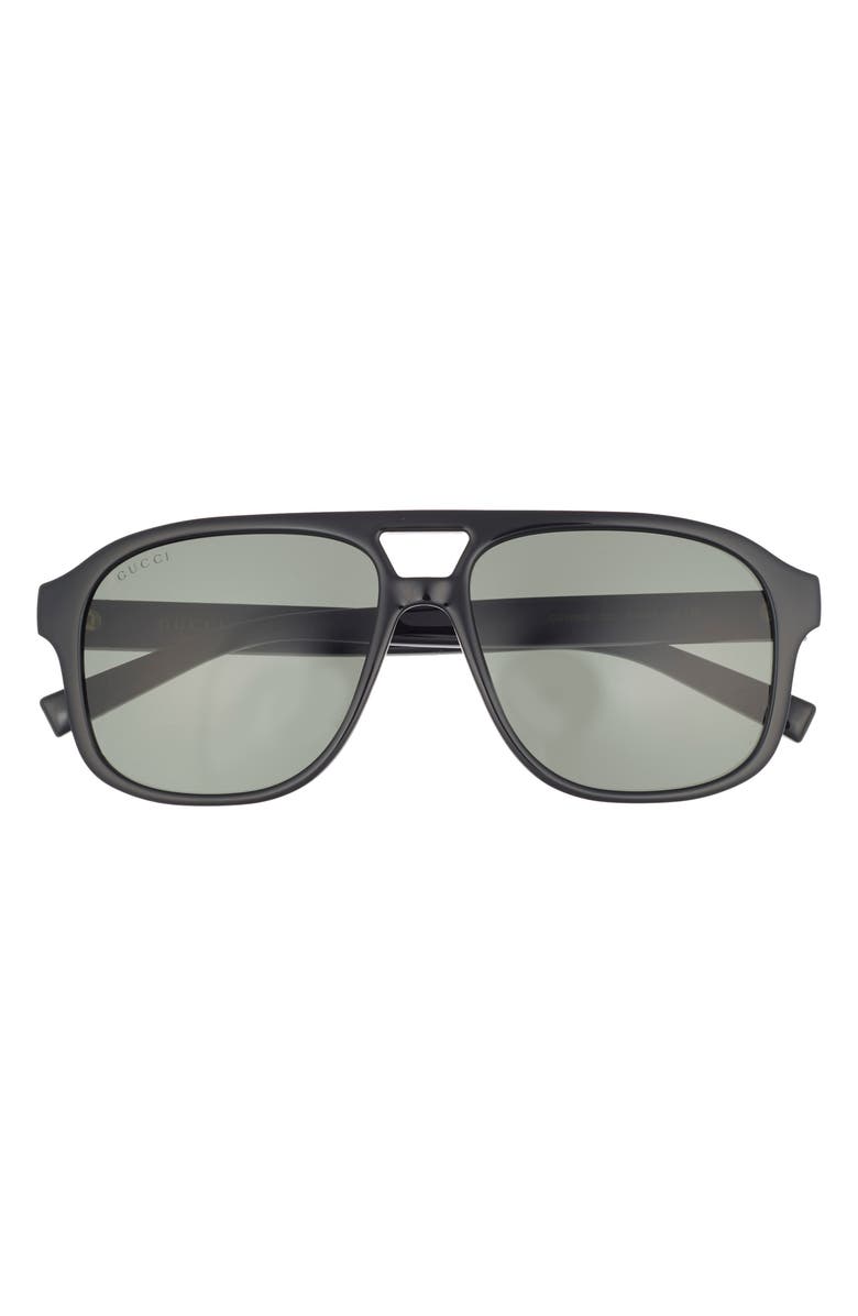 Gucci 57mm Navigator Sunglasses, Main, color, Black