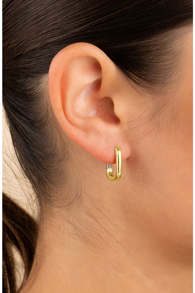 Gianna Two-Tone Rectangular Hoop Earrings, Alternate, color, DUAL TONE