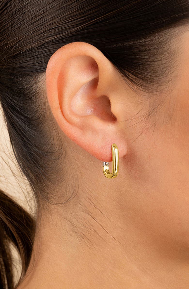 Sterling Forever Gianna Two-Tone Rectangular Hoop Earrings, Alternate, color, Dual Tone