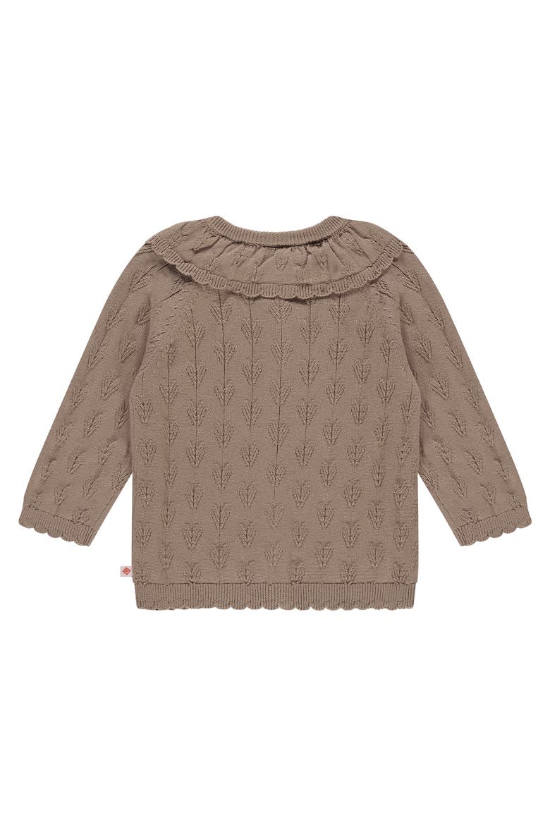 Heart Pointelle Collar Cardigan, Alternate, color, Sepia