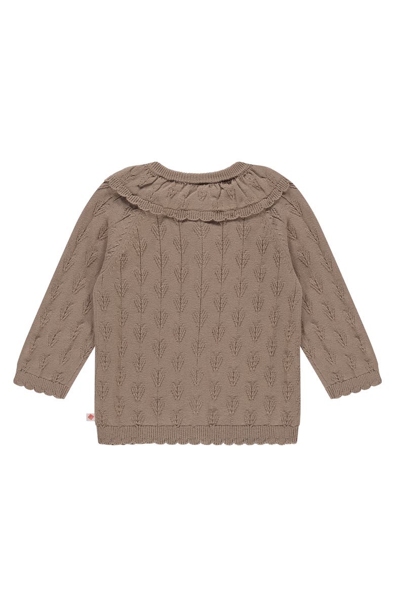 BABYFACE Heart Pointelle Collar Cardigan, Alternate, color, Sepia