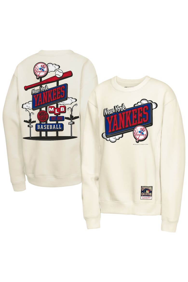 Youth Mitchell & Ness Natural New York Yankees Retro Billboard Sweatshirt, Main, color, Natural