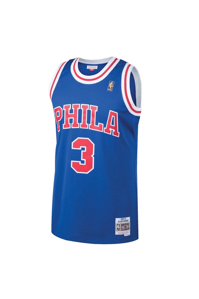 Men's Mitchell & Ness Allen Iverson Royal Philadelphia 76ers 1996/97 Hardwood Classics Throwback Swingman Jersey, Alternate, color, Royal