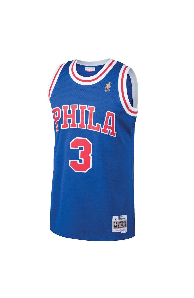 Mitchell & Ness Men's Mitchell & Ness Allen Iverson Royal Philadelphia 76ers 1996/97 Hardwood Classics Throwback Swingman Jersey, Alternate, color, Royal