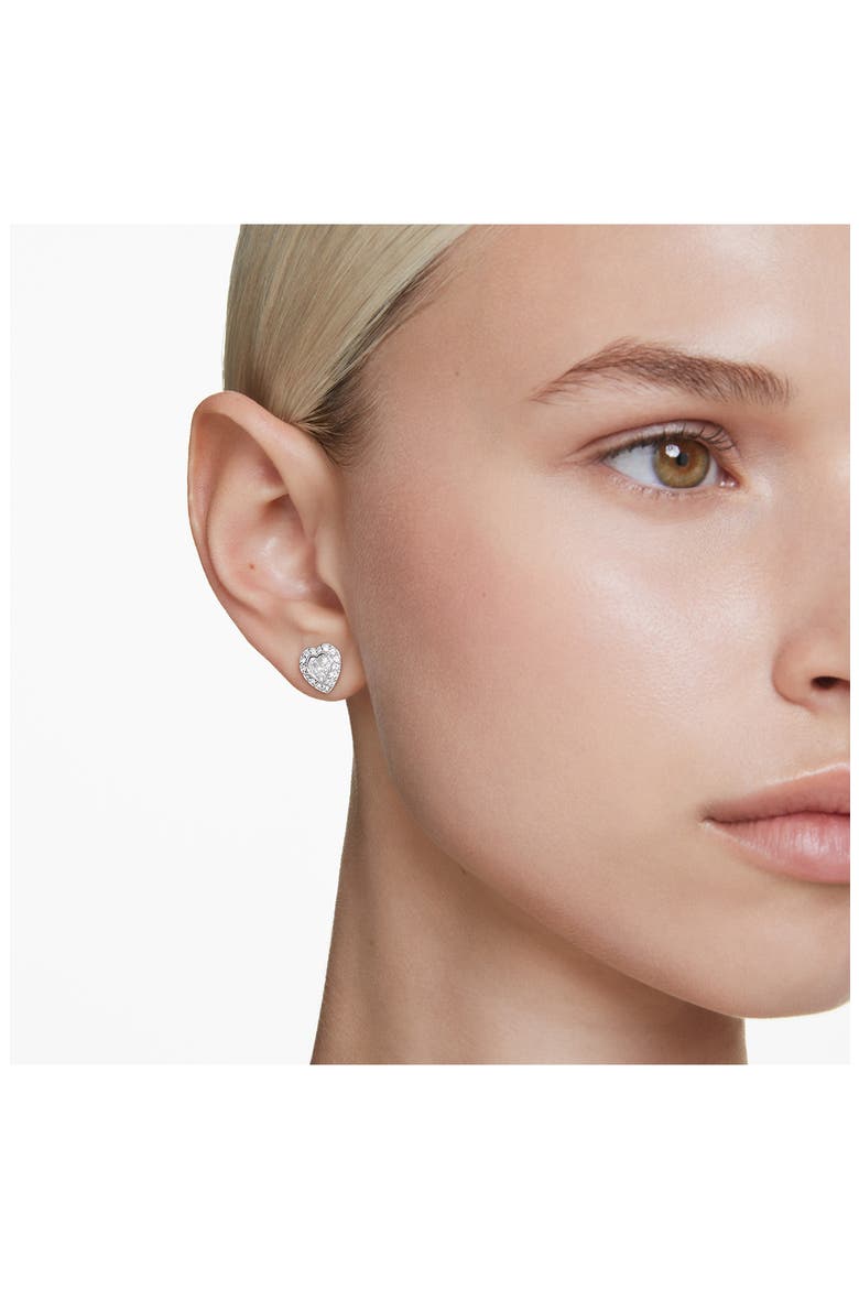 x Ariana Grande Angelic Crystal Heart Halo Stud Earrings, Alternate, color, WHITE/ SILVER