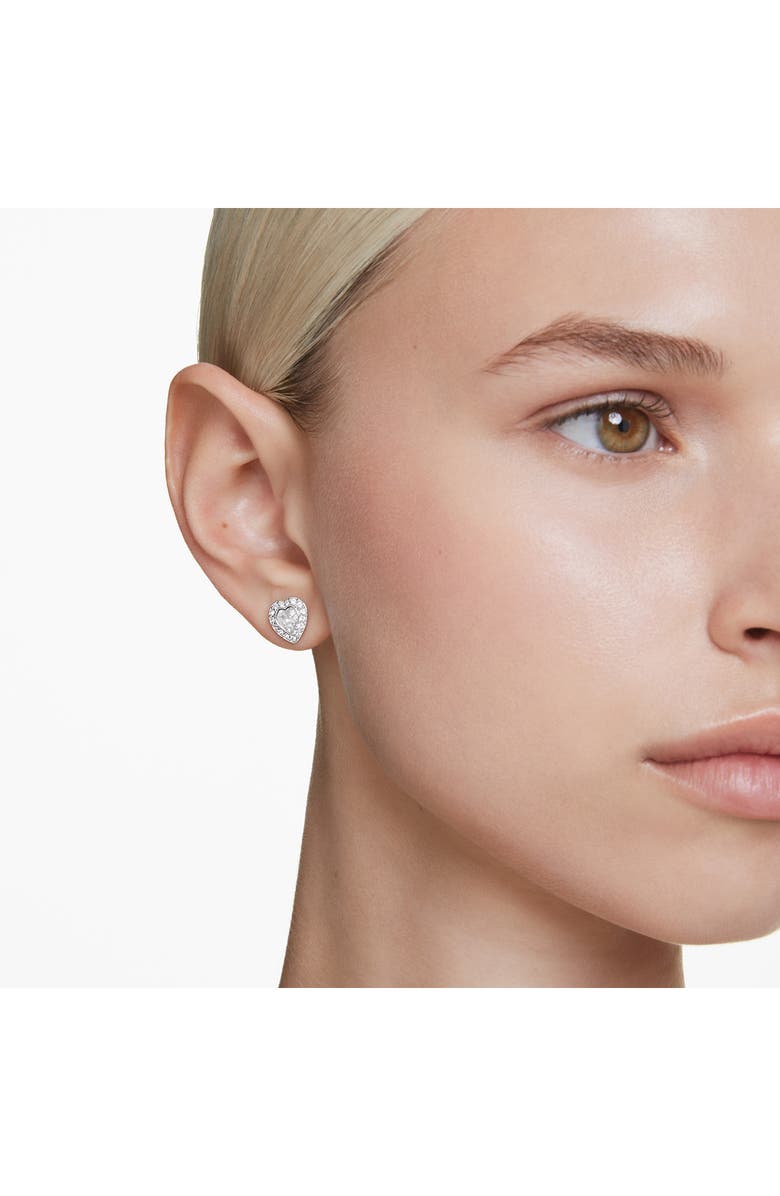 Swarovski x Ariana Grande Angelic Crystal Heart Halo Stud Earrings, Alternate, color, White/ Silver