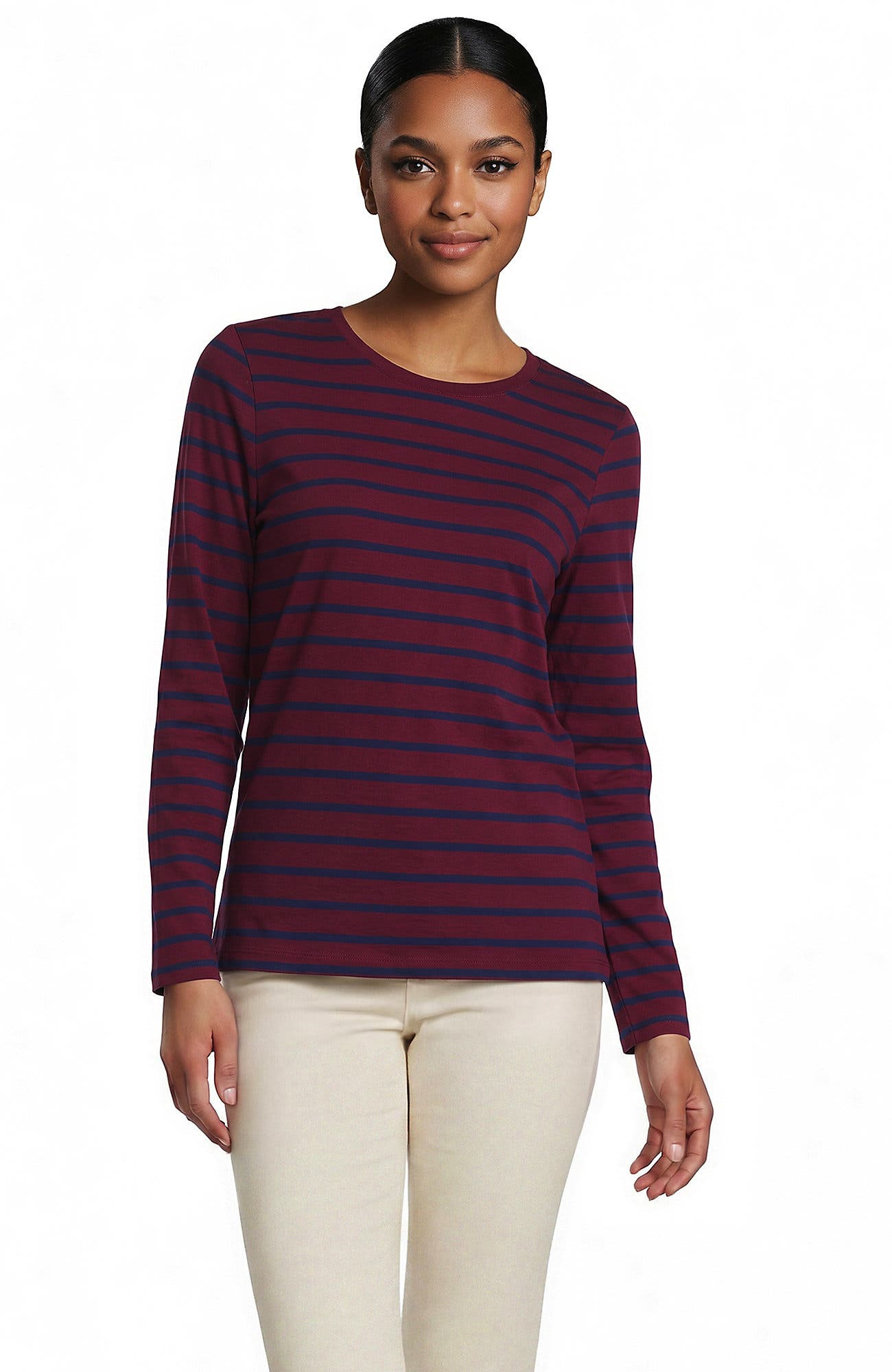 Burgundy/Navy Breton Stripe