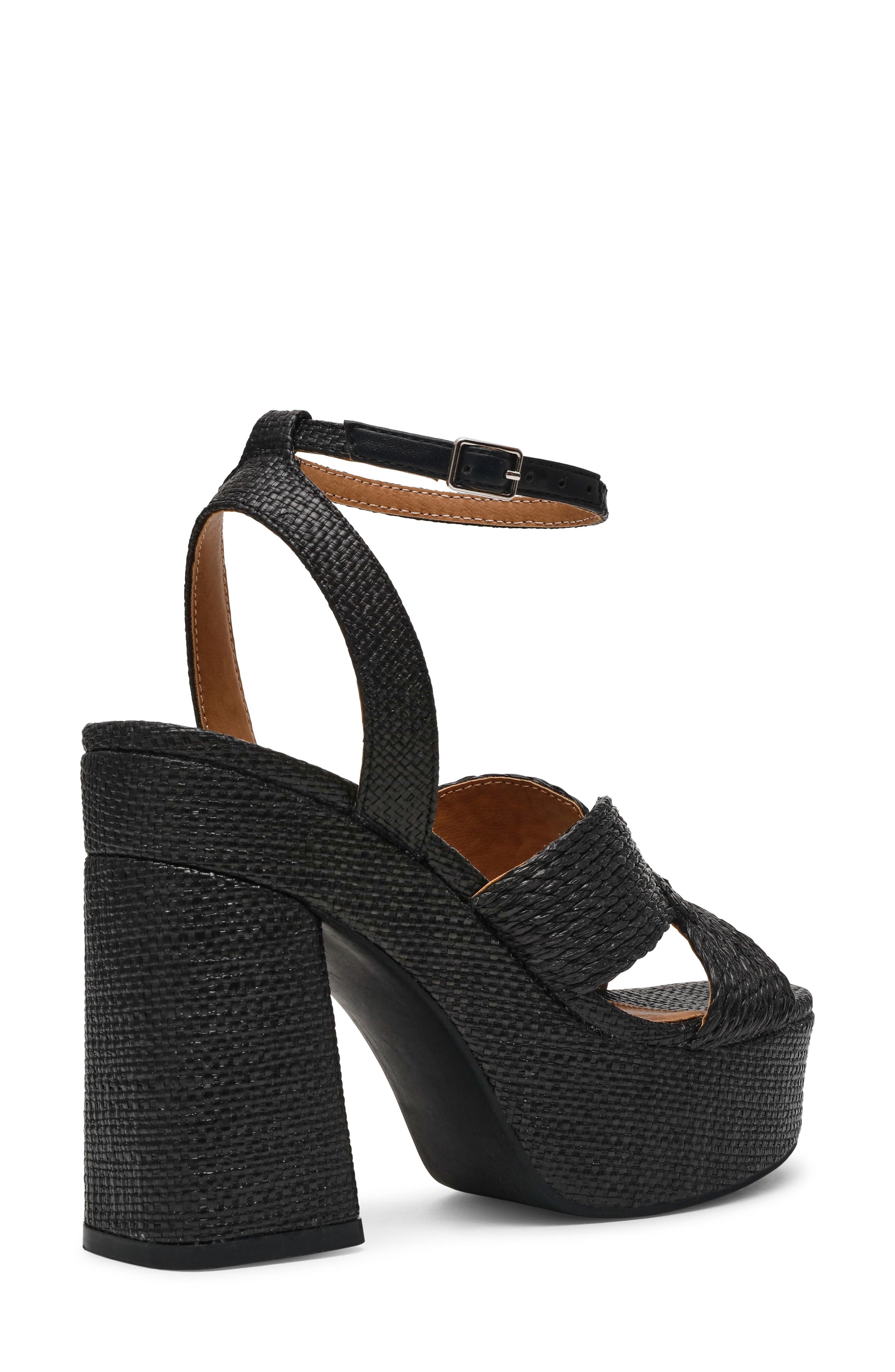 DV by Dolce Vita Waylan Raffia Platform Ankle Strap Sandal, Alternate, color, Black
