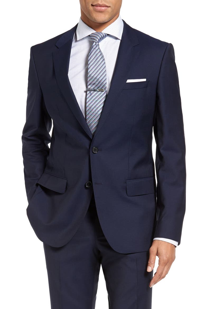 Huge/Genius Trim Fit Navy Wool Suit, Alternate, color, NAVY