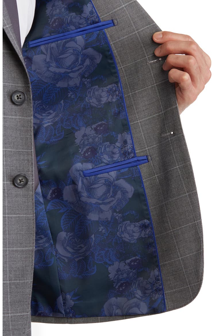Trim Fit Windowpane Suit, Alternate, color, GRAY