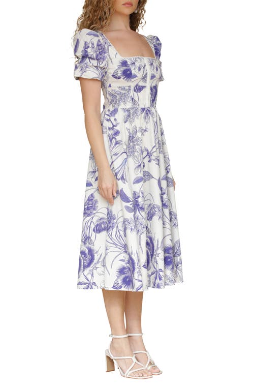 AVEC LES FILLES AVEC LES FILLES BOTANICAL PRINT CORSET BODICE STRETCH COTTON MIDI DRESS