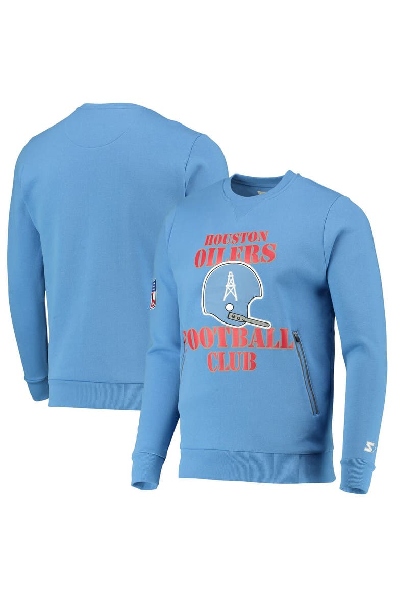 Men's Starter Light Blue Houston Oilers Locker Room Throwback End Zone Pullover Sweatshirt, Main, color, Light Blue