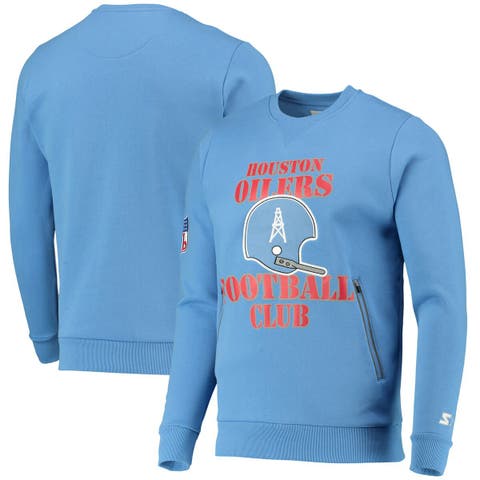 Men's Starter Light Blue Houston Oilers Locker Room Throwback End Zone Pullover Sweatshirt