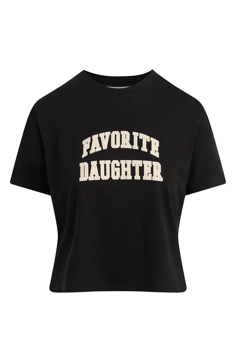 Favorite Daughter The Collegiate Logo Crop Graphic T-Shirt, Main, color, Black/ Pale Pink