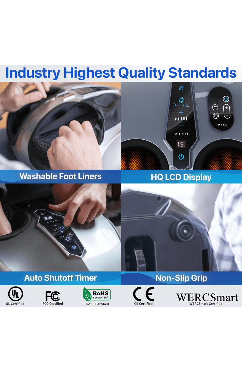 MIKO Shiatsu Foot Massager with Heat, LCD Display, Alternate, color, Charcoal