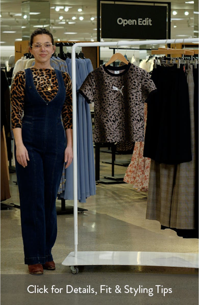 Essentials Bedazzled Rhinestone Embellished Leopard Print Cotton Graphic T-Shirt, sales video thumbnail