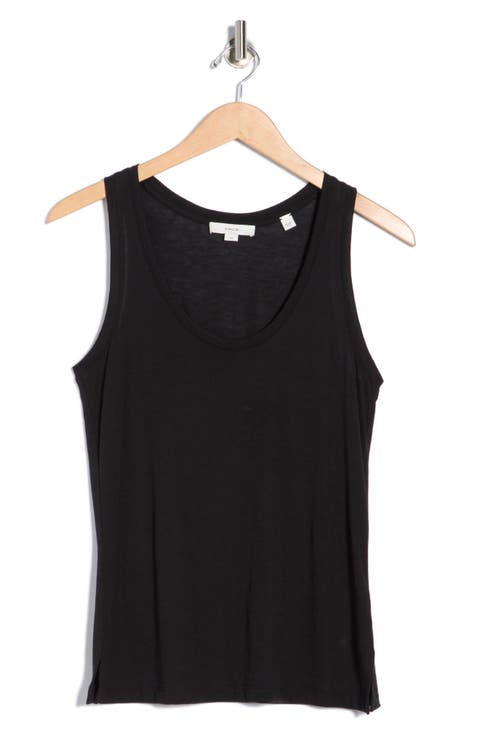 Scoop Neck Cotton Blend Tank