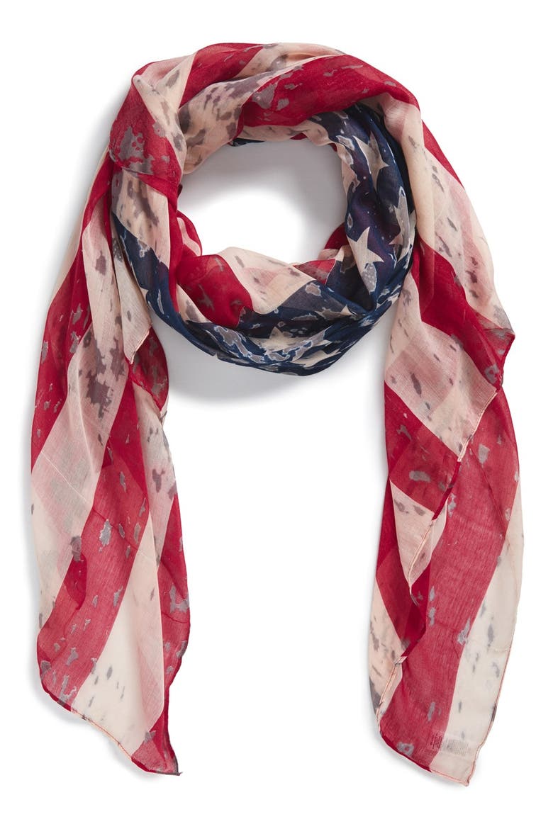 'American Flag' Oblong Scarf, Main, color, RED MULTI