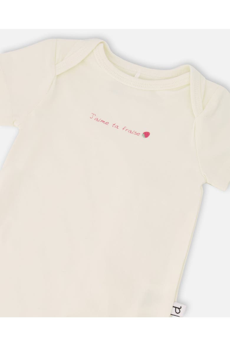 Short Sleeve Evolutive Organic Cotton Jersey Bodysuit, Alternate, color, White