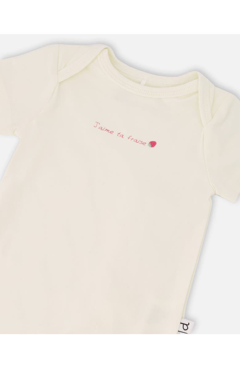 Deux par Deux Short Sleeve Evolutive Organic Cotton Jersey Bodysuit, Alternate, color, White