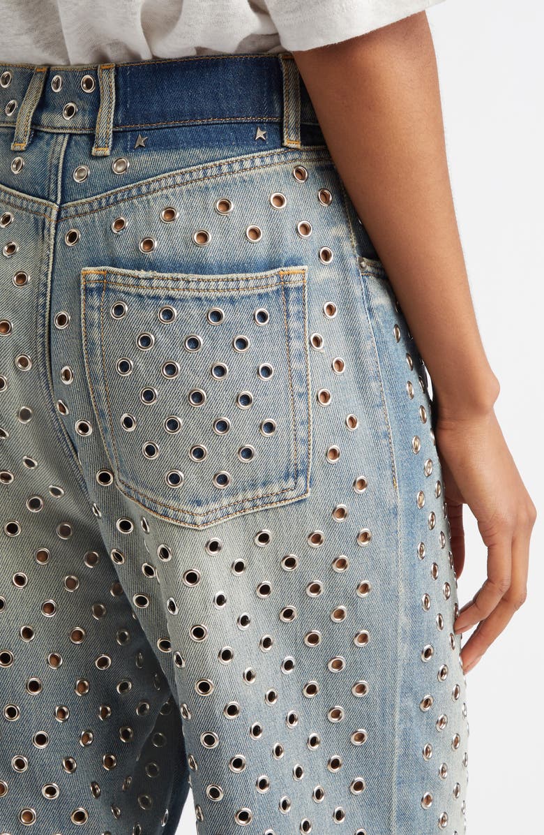 Golden Goose Allover Eyelet Jeans, Alternate, color, Blue