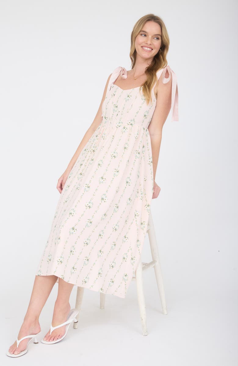 Blu Pepper Bow Tied Strap Midi Dress, Alternate, color, 