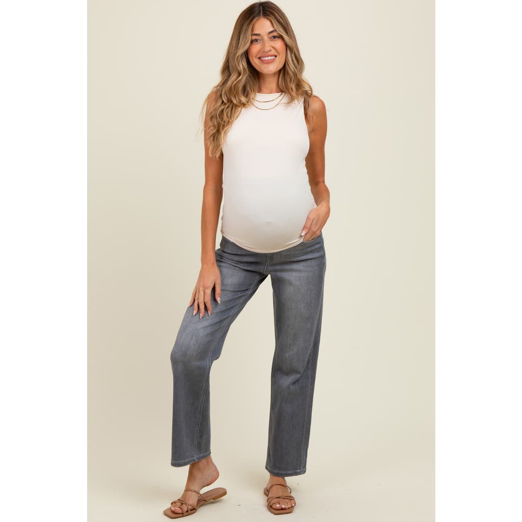 Pinkblush Ankle Slim Wide Leg Maternity Jeans In Multi