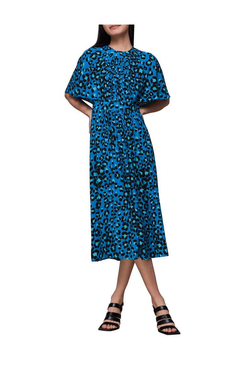 Whistles Painted Leopard Amelia Midi Dress, Main, color, Blue/Multi