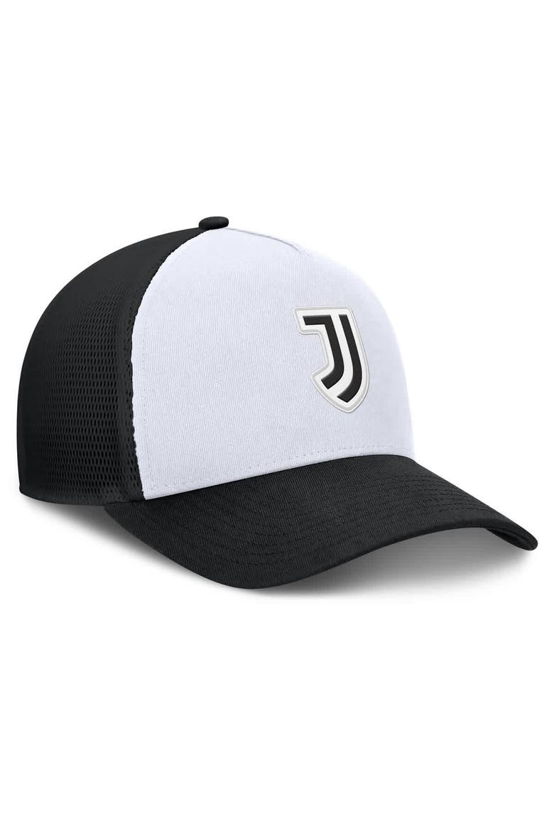 Men's Fanatics White/Black Juventus Clash A-Frame Trucker Adjustable Hat, Alternate, color, White
